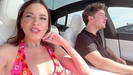 Best Friends Hot Mom Dana Dearmond Tesla Autopilot Ride With Luke Cooper