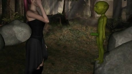 Yoda uses mind tricks to fuck a lone girl in a forest 3D parody porn of Star Wars